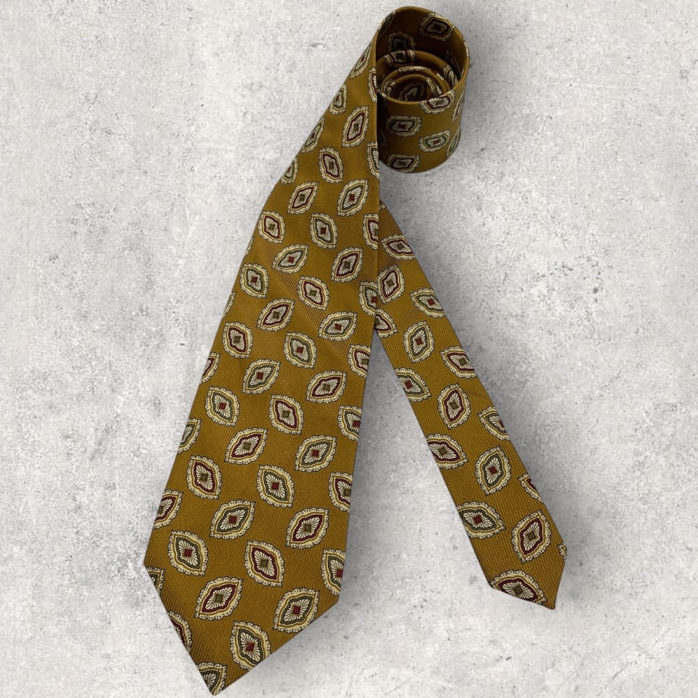 KARL LAGERFELD Brown/Beige Geometric Art Silk LUXURY Tie ITALY